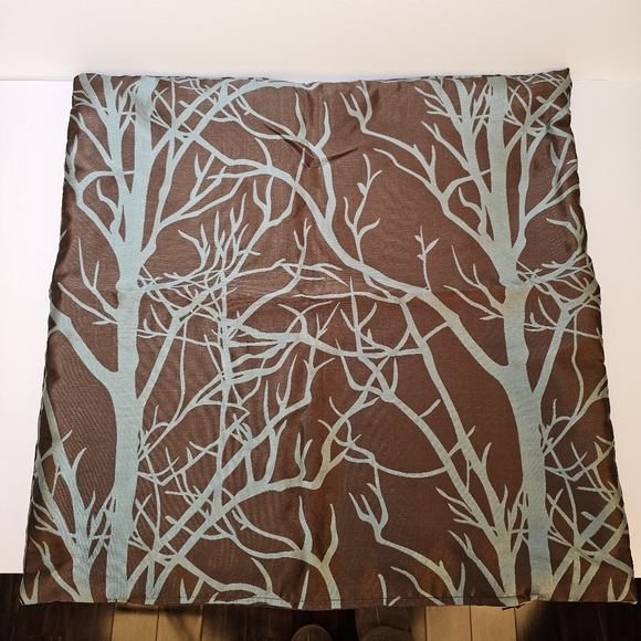 Two euro sham teal brown tafetta decorative pillow zipper covers square 21x21" - Picture 3 of 6